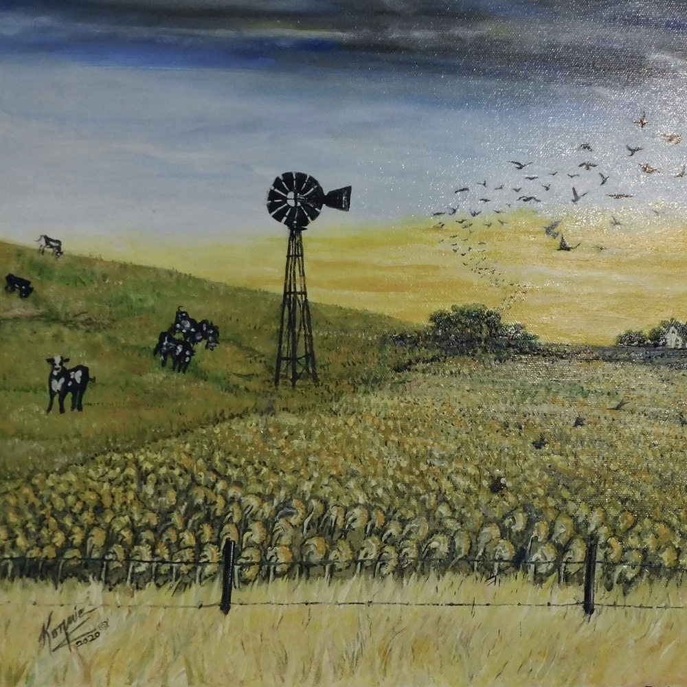 "Sunflower Harvest" Original Oil Painting by Konnie K